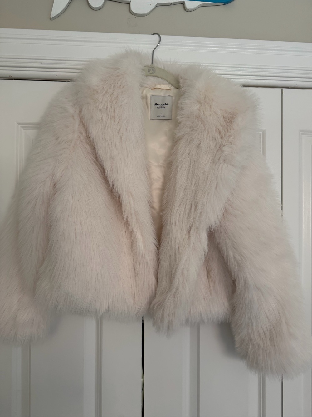 Abercrombie & Fitch Cream Faux Fur Jacket Coat Size Small
